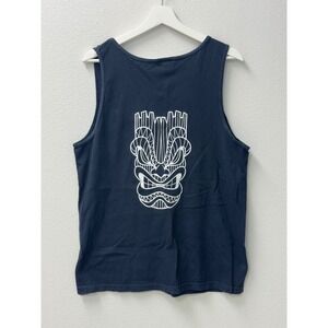 Comfort Colors Tiki Mask Graphic Tank Top Mens Medium Black Bohemian‎ Streetwear